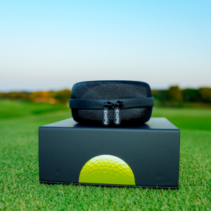 CHIP’d smart golf ball packaging and protective carrying caseCaption: CHIP’d smart golf ball three-pack with retail packaging and protective case.
